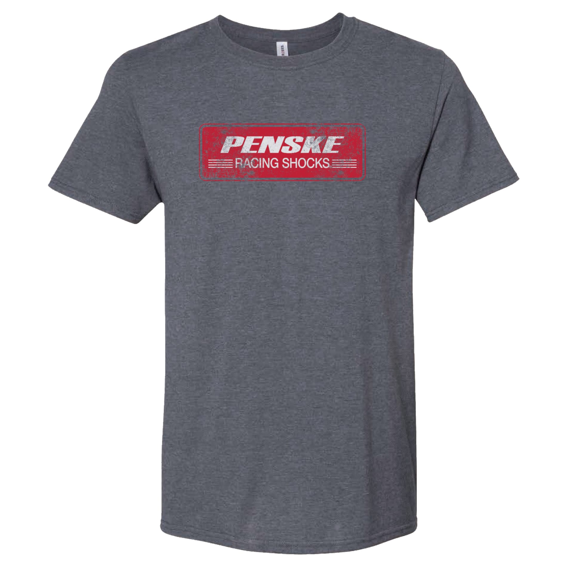 Gray T-Shirt with Distressed Vintage Penske Shocks Logo